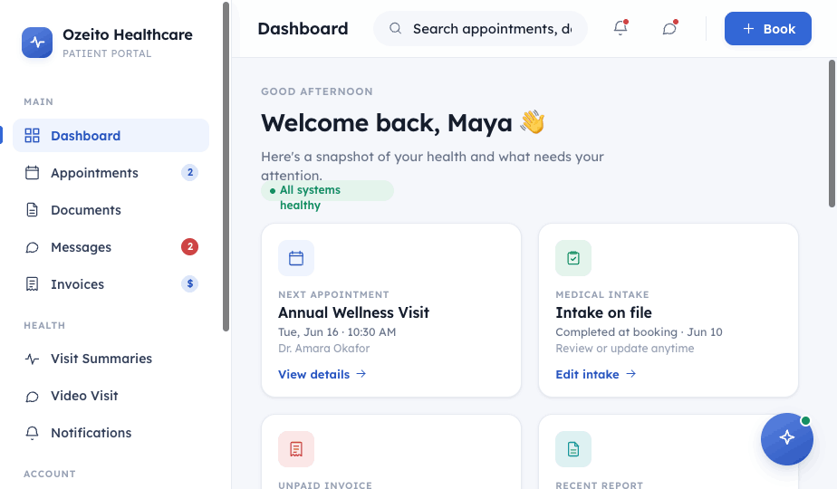Clinic software dashboard preview